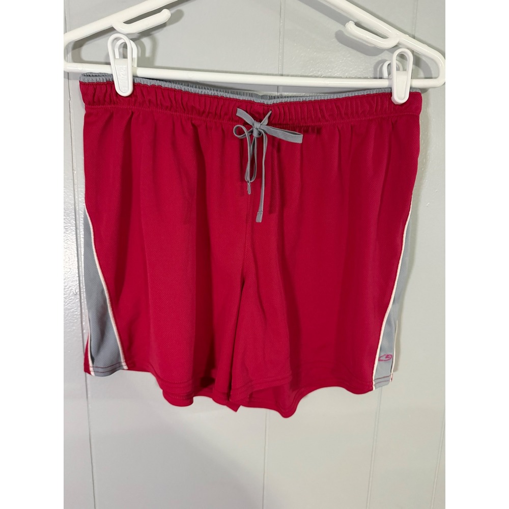 Champion Athletic Shorts Women Medium Pink Grey Mesh Drawstring Activewear